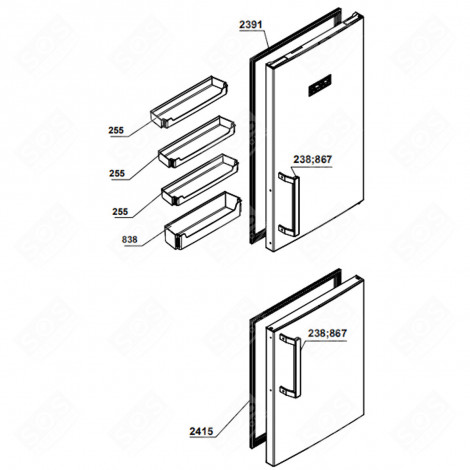 BOTTLE RACK REF. 838 REFRIGERATOR, FREEZER - 4652180500