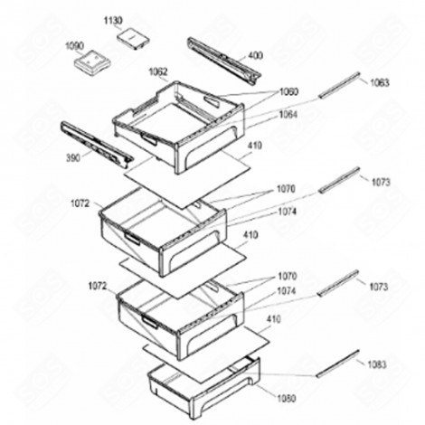 SAFETY GLASS TABLET (MARKER 410) REFRIGERATOR, FREEZER - 7277202