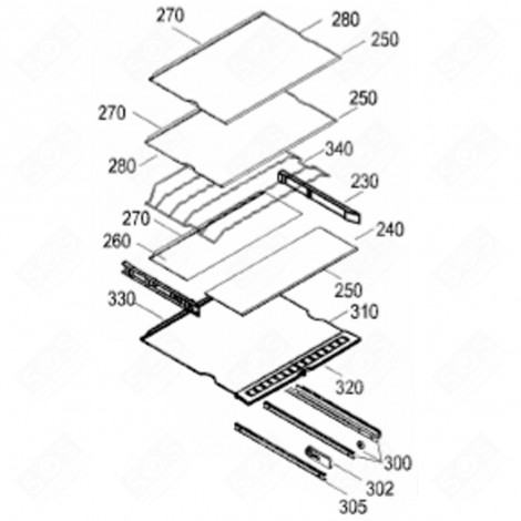 COMPLETE GLASS (MARK 240) REFRIGERATOR, FREEZER - 7276298