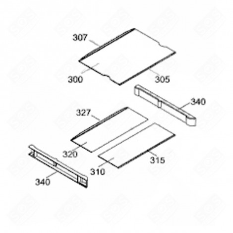 COMPLETE GLASS (MARK 310) REFRIGERATOR, FREEZER - 7272868