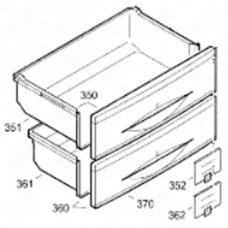 DRAWER WITHOUT FACADE (MARKING 351) REFRIGERATOR, FREEZER - 7402607