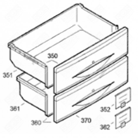 COMPLETE DRAWER (MARK 350) REFRIGERATOR, FREEZER - 9791177