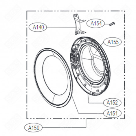 COMPLETE PORTHOLE REFERENCE A150 WASHING MACHINES - ADC74745510