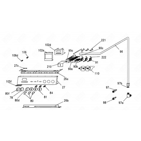 GAS DISTRIBUTION HOSE (MARKING 96) GAS / ELECTRIC OVENS - 93787151