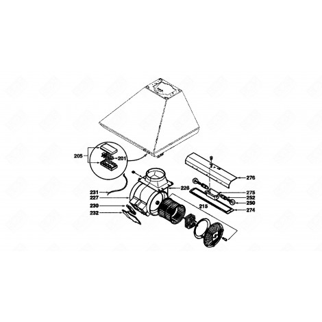 COMPLETE FAN (REFERENCE 215) EXTRACTOR HOOD - 76X4144