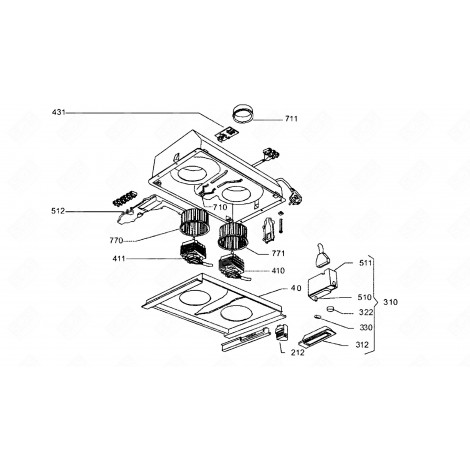 RIGHT TURBINE (REFERENCE 770) EXTRACTOR HOOD - 74X0702