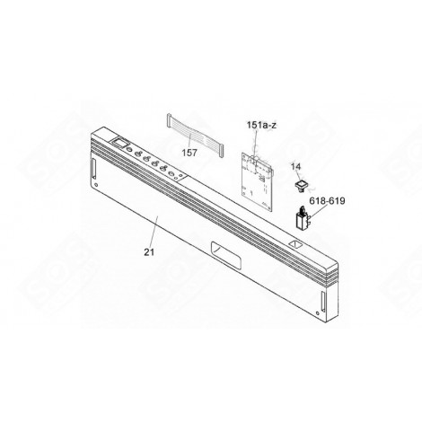 FRONT PANEL 13/01 (REFERENCE NUMBER 21) DISHWASHER - 41900529