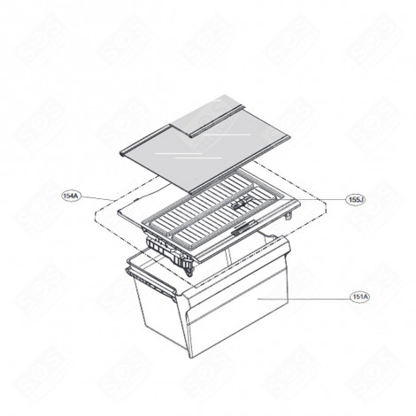 VEGETABLE BIN COVER BOTTOM (MARKING 154A) REFRIGERATOR, FREEZER - ACQ86895608