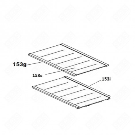 GLASS SHELF WITHOUT PROFILES MARK 153C REFRIGERATOR, FREEZER - 49099120