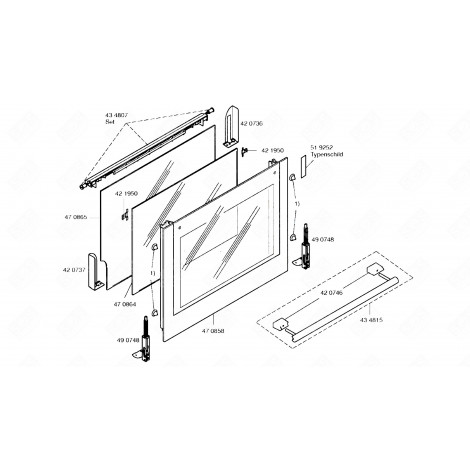 DOOR HANDLE (MARK 43 4815) GAS / ELECTRIC OVENS - 00434815