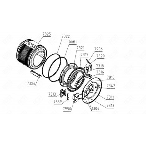 COVER TANK WM-75/85.C LA070 ASSY (MARKING 7311) WASHING MACHINES - 803393