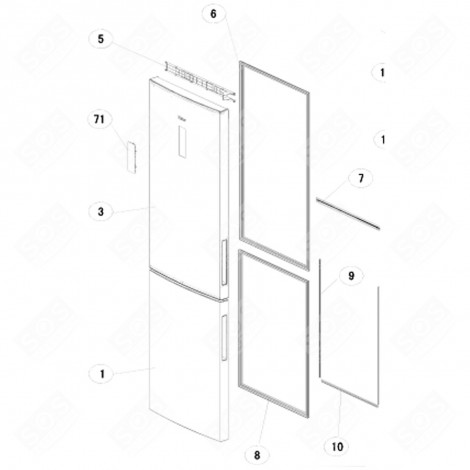 DOOR SEAL (REFERENCE 7) REFRIGERATOR, FREEZER - 0060222165