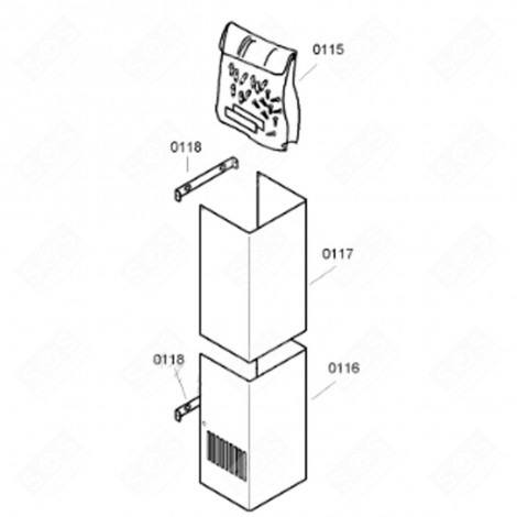 CHIMNEY UPPER PART REP 117 EXTRACTOR HOOD - 00360533