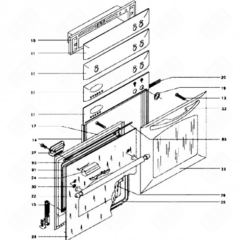 DOOR (REFERENCE 23) GAS / ELECTRIC OVENS - 95X1329