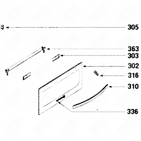 DOOR GLASS (MARK 302) MICROWAVE OVENS - 74X0305