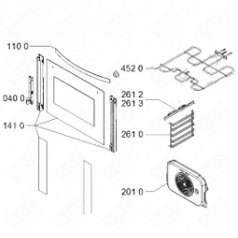 OVEN GLASS + BRACKET (MARK 1410) ORIGINAL GAS / ELECTRIC OVENS - 481010898182, C00500093