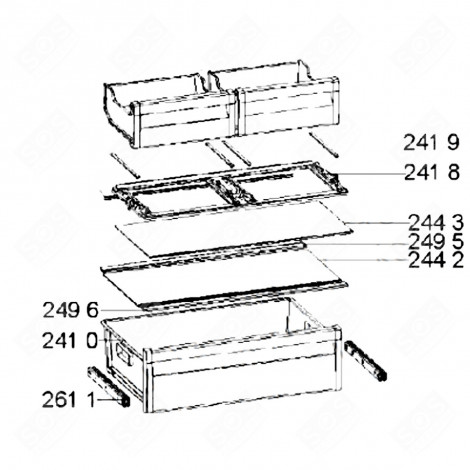 ORIGINAL SHORT GLASS SHELF (MARK 244 2) REFRIGERATOR, FREEZER - 481011135264, C00513423