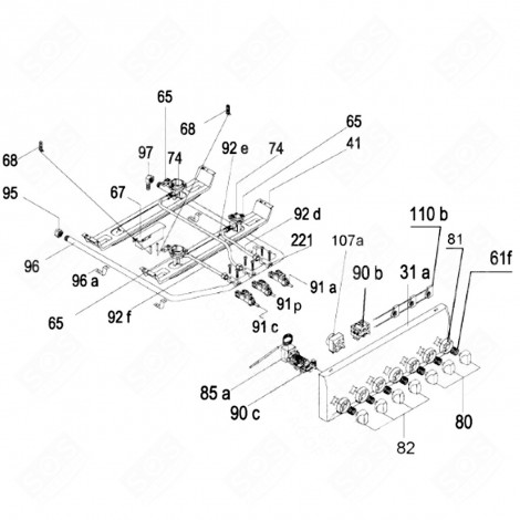 GAS DISTRIBUTOR HOSE (MARKING 96) GAS / ELECTRIC OVENS - 42802113