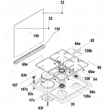 INNER GLASS (REFERENCE 176) GAS / ELECTRIC OVENS - 42390880