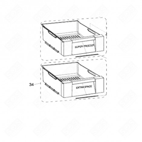 ORIGINAL DRAWER MARK 34 496X547X220 MM REFRIGERATOR, FREEZER - C00510451 