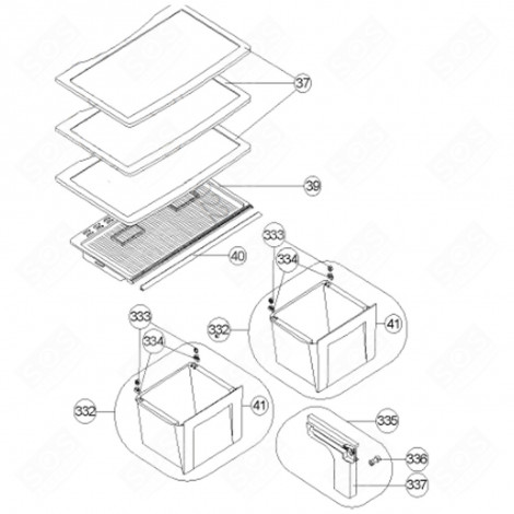 VEGETABLE CONTAINER (MARK 332) REFRIGERATOR, FREEZER - 40016153