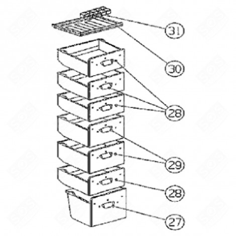 UPPER DRAWER (MARKING 30) REFRIGERATOR, FREEZER - 580A78