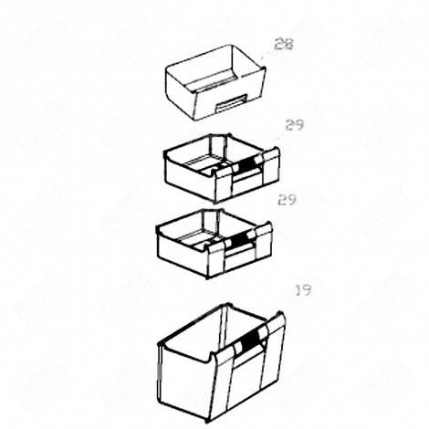 VEGETABLE CONTAINER (MARKING 28) REFRIGERATOR, FREEZER - 132F70