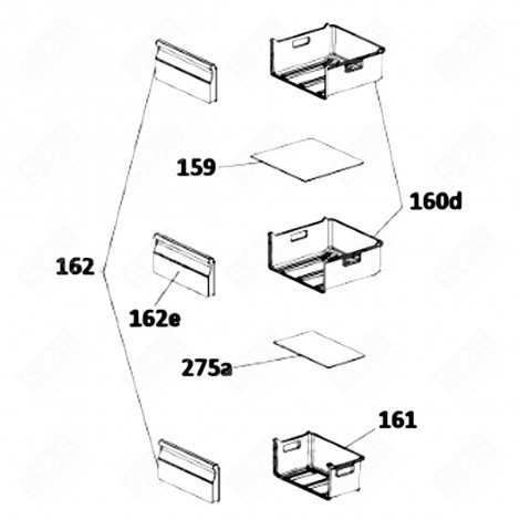 FRONT PIECE MEDIUM BASKET (MARK 162E) REFRIGERATOR, FREEZER - 49099458