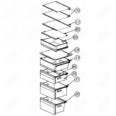 DRAWER (REFERENCE 19) REFRIGERATOR, FREEZER - 0060847473B