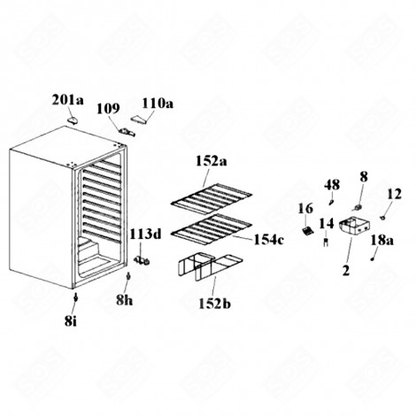 UPPER GRID (REFERENCE 152A) REFRIGERATOR, FREEZER - 49010076