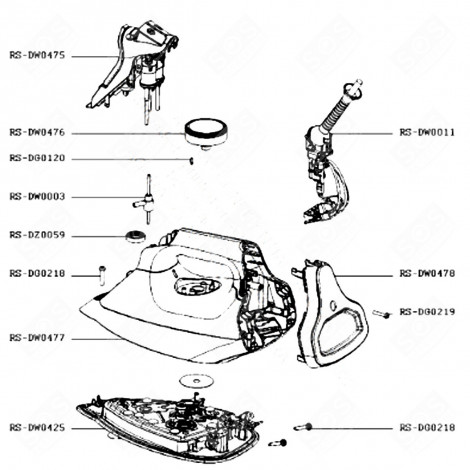 FRONT OF HANDLE AND PUMP (MARK RS-DW0475) STEAM IRONS / STEAM GENERATOR IRONS - RS-DW0475