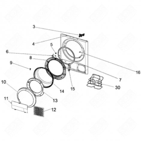 OUTER FRAME OF THE PORTHOLE (REFERENCE 10) ORIGINAL TUMBLE DRYER - C00539802