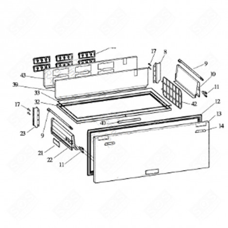 ORIGINAL SILVER DRAWER FRONT (REFERENCE 13) REFRIGERATOR, FREEZER - C00140740, C00288578