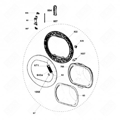 VIEWING WINDOW WITH FRAME (MARK 67) TUMBLE DRYER - 40011306