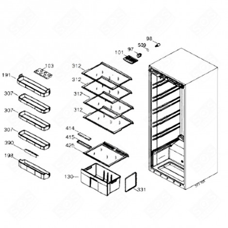 VEGETABLE DRAWER (REF. 130) REFRIGERATOR, FREEZER - 46X5301 