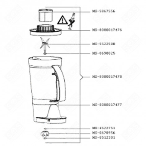 MIXER BOWL NAKED (MS-8080017477) FOOD PROCESSOR - 8080017477