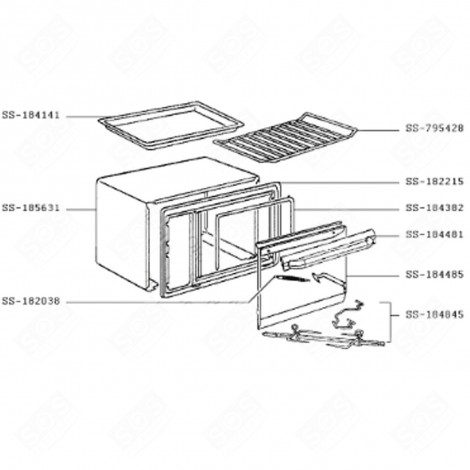 GLASS + HANDLE + BRACKET (MARK SS-184485) GAS / ELECTRIC OVENS - SS-184485