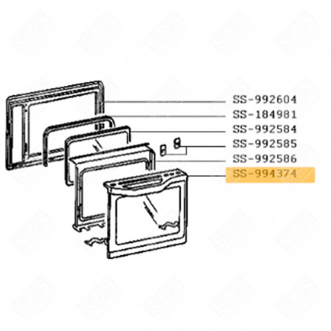 GLASS + HANDLE + SUPPORT (REFERENCE SS-994374) 465X347 MM GAS / ELECTRIC OVENS - SS-994374