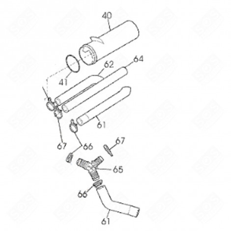 TANK DISTRIBUTOR HOSE (MARKING 62) ORIGINAL WASHING MACHINES - 1343723001