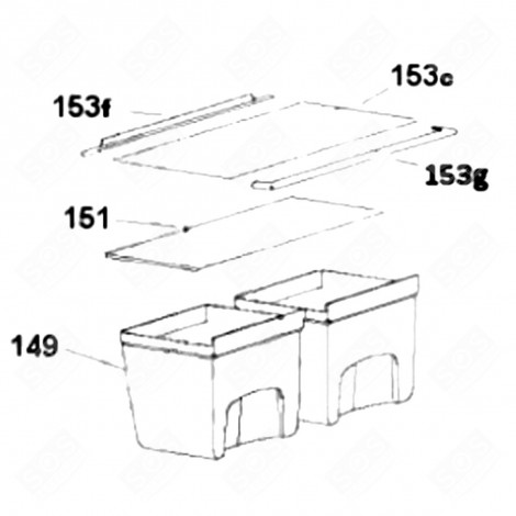 SHELF, VEGETABLE BIN SHELF (MARK 151) REFRIGERATOR, FREEZER - 49033930