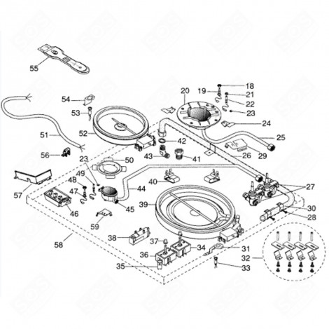 RESIDUAL DISPLAY SUPPORT (REFERENCE 54) ELECTRIC / GAS HOBS - C00112350