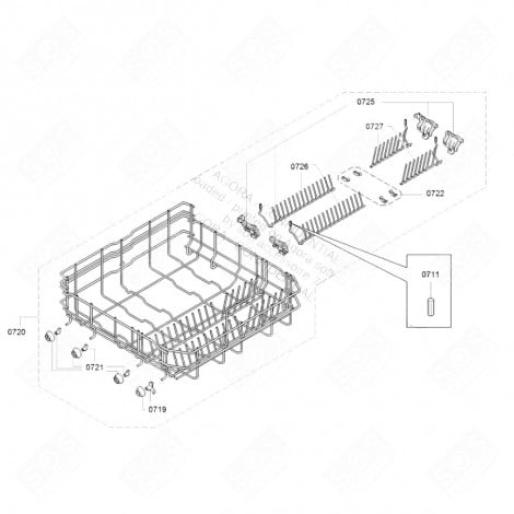 LOWER BASKET REFERENCE 0720 ORIGINAL DISHWASHER - 20002434, 00680381