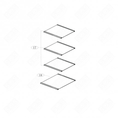 SHELF, FREEZER SECTION (REFERENCE 18) 300X207.7 MM REFRIGERATOR, FREEZER - 0060854305P, 49120136 