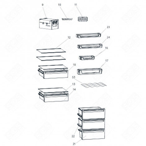 SHELF, SHELF (REFERENCE 12) REFRIGERATOR, FREEZER - AS0071089