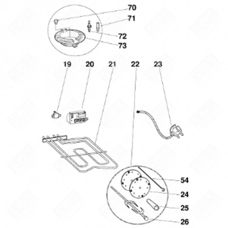 POWER CABLE (REFERENCE 23) GAS / ELECTRIC OVENS - C00084798