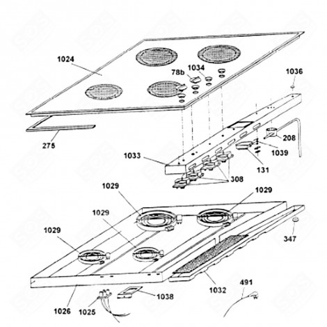 COVER. DASHBOARD (REFERENCE 1032) GAS / ELECTRIC OVENS - 93557262