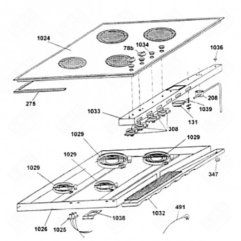 DISPLAY SUPPORT (REFERENCE 1038) GAS / ELECTRIC OVENS - 93556371