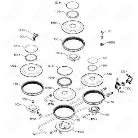 FAUCET FIXING (REFERENCE 523) GAS / ELECTRIC OVENS - 3530118029