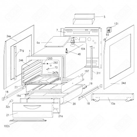 LOWER PART (182 B) GAS / ELECTRIC OVENS - 44003223