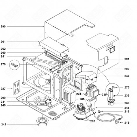 CABLE DUCT (REFERENCE 216) MICROWAVE OVENS - C00269448